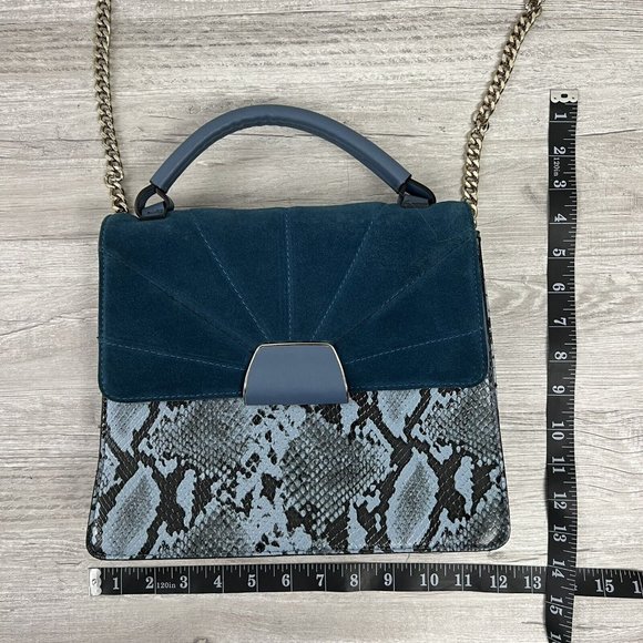 ZARA CITY BAG Blue Animal Print WITH CONTRASTING LEATHER STRAP - Picture 11 of 12